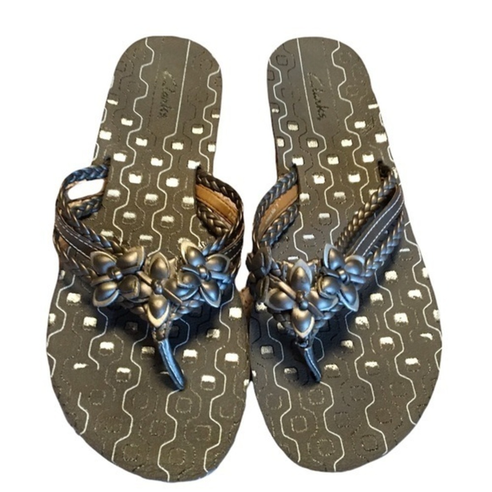 CLARKS Collection Women’s Leather Braided Sandal - sz 8